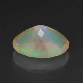 1.38캐럿 천연 멀티컬러 오팔, 타원형 컷, 9.9×7.2 mm, 투명한
