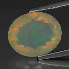 2.18캐럿 천연 멀티컬러 오팔, 투명한, 11.1×9.1 mm, 투명/반투명