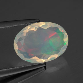 1.54캐럿 천연 멀티컬러 오팔, 타원형 컷, 10.8×7.8 mm, 투명한