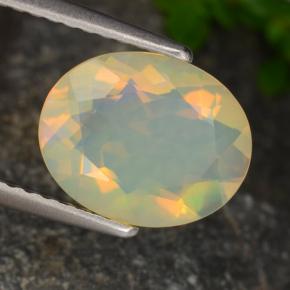 1.29캐럿 천연 멀티컬러 오팔, 타원형 컷, 10×8 mm, 투명한
