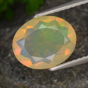 1.30캐럿 천연 멀티컬러 오팔, 타원형 컷, 10.1×8.2 mm, 투명한