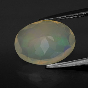 2.28캐럿 천연 멀티컬러 오팔, 타원형 컷, 12.2×9.2 mm, 투명한