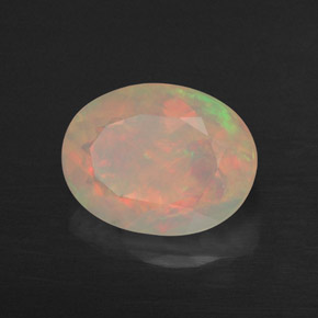 1.53캐럿 천연 멀티컬러 오팔, 타원형 컷, 10×7.7 mm, 투명한