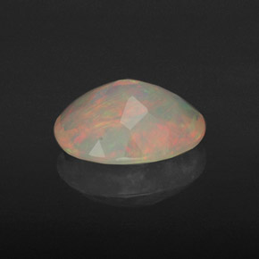1.53캐럿 천연 멀티컬러 오팔, 타원형 컷, 10×7.7 mm, 투명한