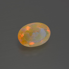 1.62캐럿 천연 멀티컬러 오팔, 타원형 컷, 10.7×7.7 mm, 투명한