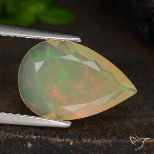1.43ct 자연스러운 다색 오팔, 배 모양, 투명한