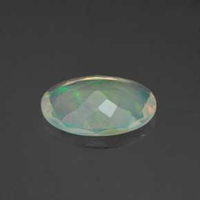 1.53캐럿 천연 멀티컬러 오팔, 타원형 컷, 11.6×8.4 mm, 투명한