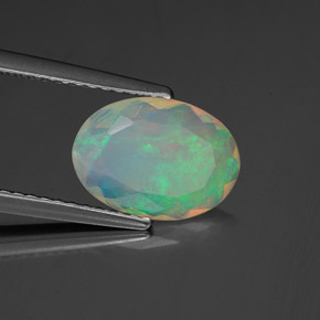 1.06캐럿 천연 멀티컬러 오팔, 투명한, 10.6×7.6 mm, 투명/반투명