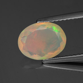 1.36캐럿 천연 멀티컬러 오팔, 투명한, 10.2×7.8 mm, 투명/반투명