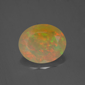 2.16캐럿 천연 멀티컬러 오팔, 투명한, 11.1×9.1 mm, 투명/반투명