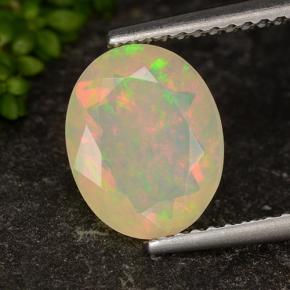 1.35캐럿 천연 멀티컬러 오팔, 투명한, 10×8 mm, 투명/반투명