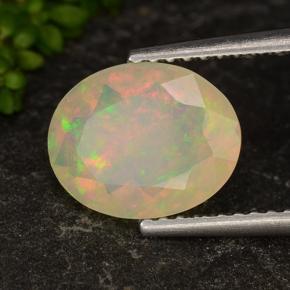 1.35캐럿 천연 멀티컬러 오팔, 투명한, 10×8 mm, 투명/반투명