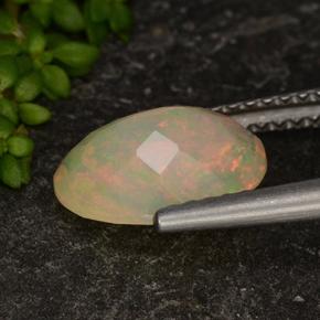 1.35캐럿 천연 멀티컬러 오팔, 투명한, 10×8 mm, 투명/반투명