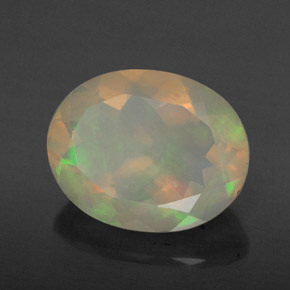 1.59캐럿 천연 멀티컬러 오팔, 타원형 컷, 10.2×8.1 mm, 투명한