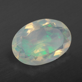 2.27캐럿 천연 멀티컬러 오팔, 타원형 컷, 13×9.1 mm, 투명한