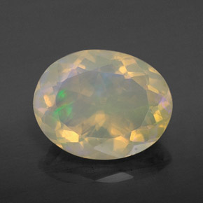 2.34캐럿 천연 멀티컬러 오팔, 투명한, 11.8×9.3 mm, 투명/반투명