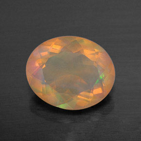 1.64캐럿 천연 멀티컬러 오팔, 타원형 컷, 9.9×8.2 mm, 투명한