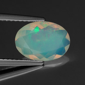 1.12캐럿 천연 멀티컬러 오팔, 투명한, 10.6×7.6 mm, 투명/반투명