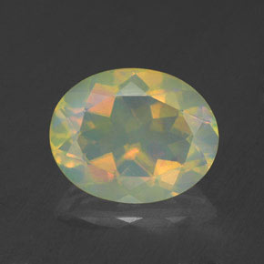 1.66캐럿 천연 멀티컬러 오팔, 타원형 컷, 10.1×8.1 mm, 투명한