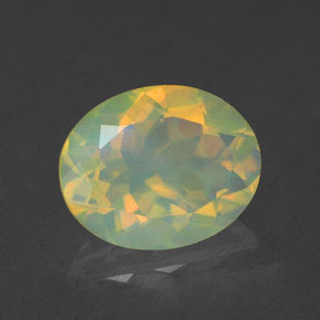 1.66캐럿 천연 멀티컬러 오팔, 타원형 컷, 10.1×8.1 mm, 투명한
