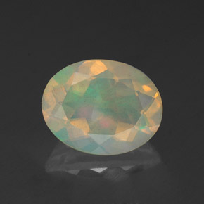 1.52캐럿 천연 멀티컬러 오팔, 투명한, 9.9×7.8 mm, 투명/반투명
