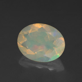 1.52캐럿 천연 멀티컬러 오팔, 투명한, 9.9×7.8 mm, 투명/반투명