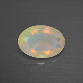 1.38캐럿 천연 멀티컬러 오팔, 투명한, 10.5×7.3 mm, 투명/반투명