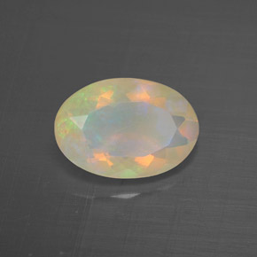 1.38캐럿 천연 멀티컬러 오팔, 투명한, 10.5×7.3 mm, 투명/반투명