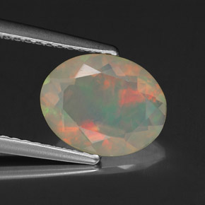 1.37캐럿 천연 멀티컬러 오팔, 투명한, 10.1×7.9 mm, 투명/반투명