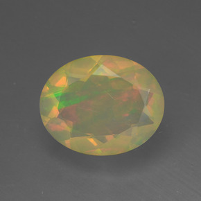 1.34캐럿 천연 멀티컬러 오팔, 타원형 컷, 10×8.1 mm, 투명한
