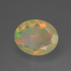 1.34캐럿 천연 멀티컬러 오팔, 타원형 컷, 10×8.1 mm, 투명한
