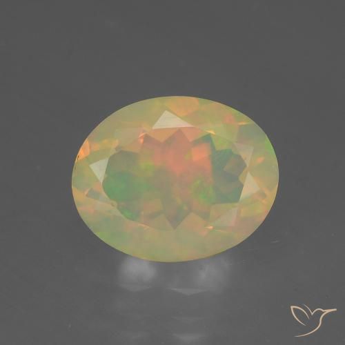 1.44ct 자연스러운 다색 오팔, 타원형, 투명한