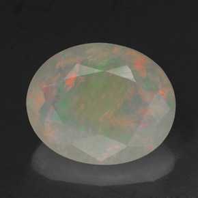 2.18캐럿 천연 멀티컬러 오팔, 투명한, 11.2×9.1 mm, 투명/반투명