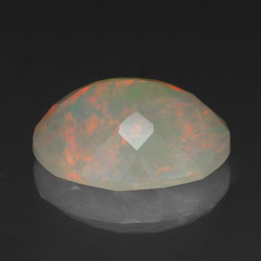2.18캐럿 천연 멀티컬러 오팔, 투명한, 11.2×9.1 mm, 투명/반투명