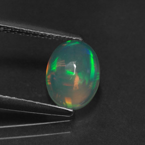 0.92캐럿 천연 멀티컬러 오팔, 투명한, 8×6.1 mm, 투명/반투명