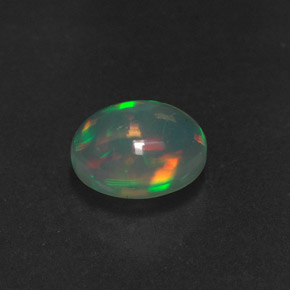 0.92캐럿 천연 멀티컬러 오팔, 투명한, 8×6.1 mm, 투명/반투명