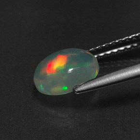 0.92캐럿 천연 멀티컬러 오팔, 투명한, 8×6.1 mm, 투명/반투명