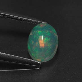 1.07캐럿 천연 멀티컬러 오팔, 투명한, 8×6.1 mm, 투명/반투명