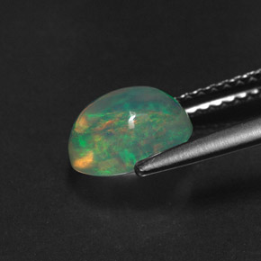 1.07캐럿 천연 멀티컬러 오팔, 투명한, 8×6.1 mm, 투명/반투명