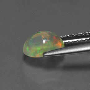 1.11캐럿 천연 멀티컬러 오팔, 타원형 컷, 8.1×6.2 mm, 투명한