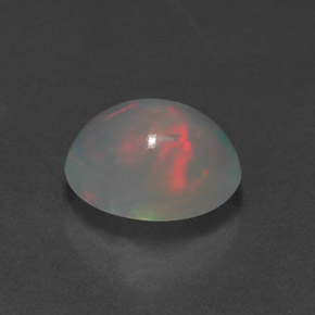 1.24캐럿 천연 멀티컬러 오팔, 투명한, 9×7.1 mm, 투명/반투명