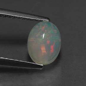 1.20캐럿 천연 멀티컬러 오팔, 투명한, 8.1×6.1 mm, 투명/반투명