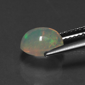 1.20캐럿 천연 멀티컬러 오팔, 투명한, 8.1×6.1 mm, 투명/반투명
