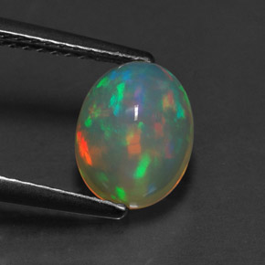 1.37캐럿 천연 멀티컬러 오팔, 투명한, 9.1×7 mm, 투명/반투명