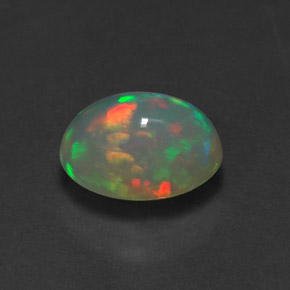 1.37캐럿 천연 멀티컬러 오팔, 투명한, 9.1×7 mm, 투명/반투명