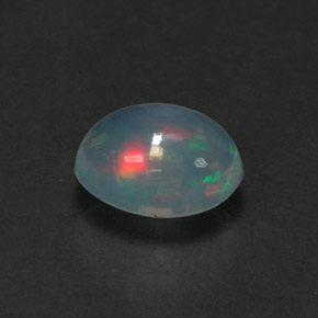 1.01캐럿 천연 멀티컬러 오팔, 타원형 컷, 8×6.1 mm, 투명한