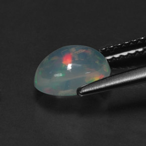 1.01캐럿 천연 멀티컬러 오팔, 타원형 컷, 8×6.1 mm, 투명한