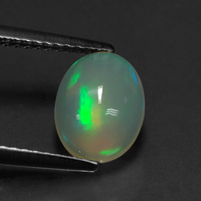 1.04캐럿 천연 멀티컬러 오팔, 투명한, 9.1×7.1 mm, 투명/반투명