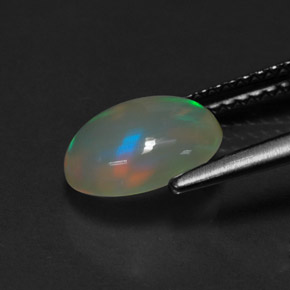 1.04캐럿 천연 멀티컬러 오팔, 투명한, 9.1×7.1 mm, 투명/반투명