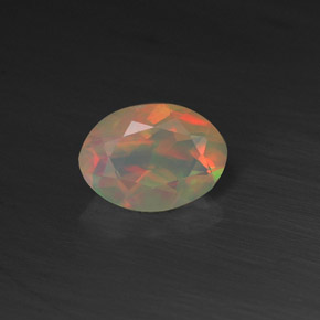 0.50캐럿 천연 멀티컬러 오팔, 투명한, 7.1×5.1 mm, 투명/반투명